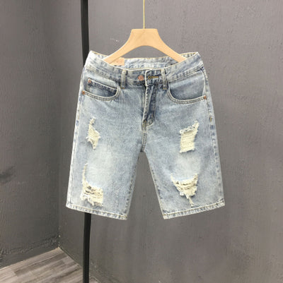 Pantalones Cortos Denim para Hombre con Roturas Desgarradas - Image 10
