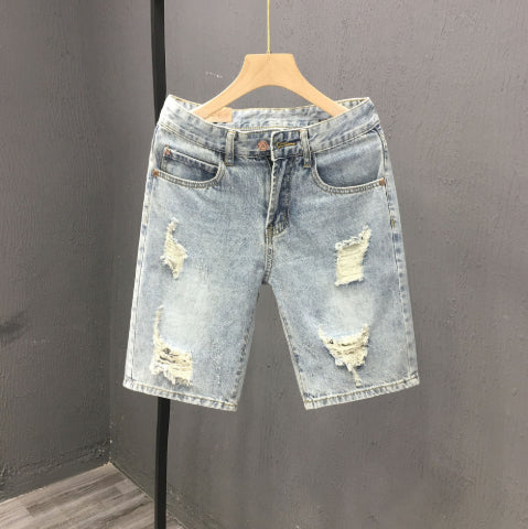 Pantalones Cortos Denim para Hombre con Roturas Desgarradas - Image 10
