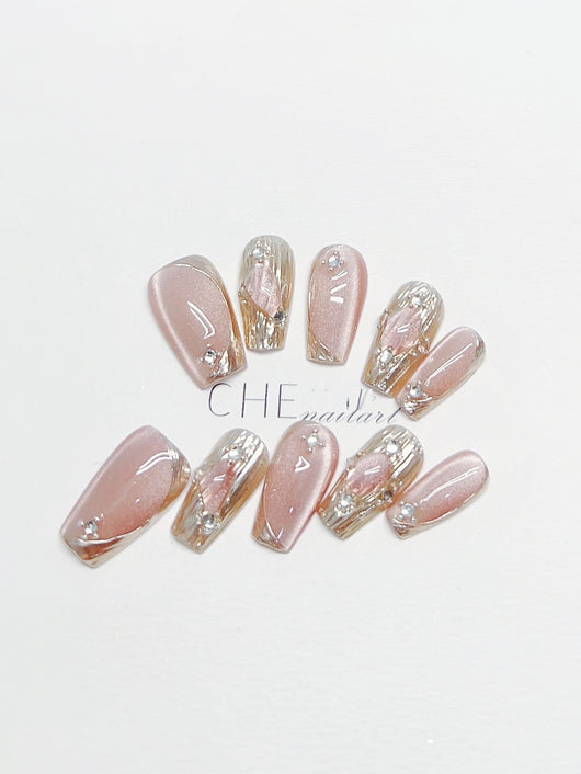 Uñas Postizas Efecto Ojo de Gato - Diseño Industrial Artesanal Francés Premium - Image 11