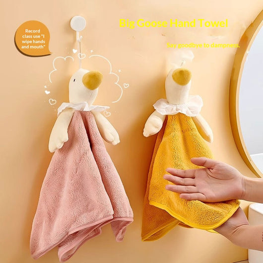 Toalla de Mano Infantil Ganso Cartoon - Algodón Coral Fleece Súper Absorbente - Image 8
