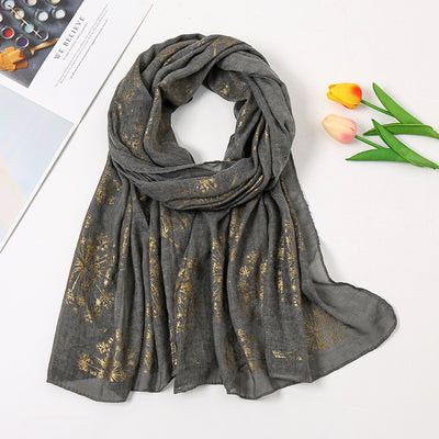 Pañuelo de Algodón Estampado Floral Vintage con Efecto Bronce - Image 13