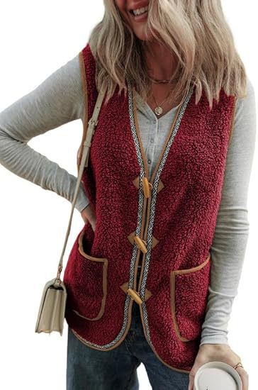 Chaleco Cardigan Sin Mangas de Contraste de Colores en Felpa para Mujer - Image 11