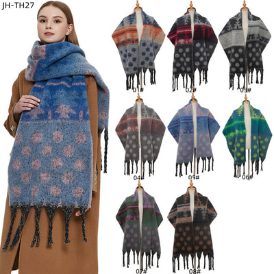Bufanda Gruesa Jacquard con Lunares y Borlas - Image 3