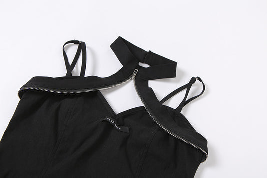 Blusa Elegante de Cuello Halter con Detalles Calados y Costuras Bicolor - Image 2