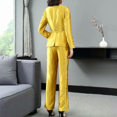 Conjunto Elegante de Abrigo y Pantalón para Mujer - Image 5