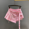 Culottes Denim Irregular Cintura Alta Efecto Dos Piezas