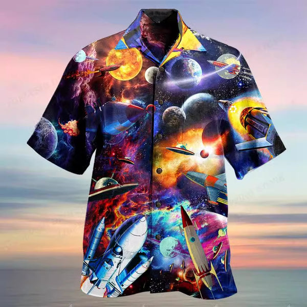 Camisa Casual de Verano para Hombre con Patrón Bus Fashion