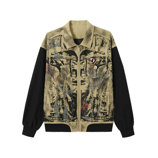 Chaqueta Retro Americana con Bordados y Parches Decorativos