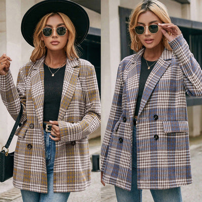 Blazer Cuadriculado Doble Botonadura - Estilo Casual Versátil - Image 7