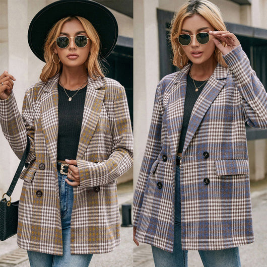 Blazer Cuadriculado Doble Botonadura - Estilo Casual Versátil - Image 7