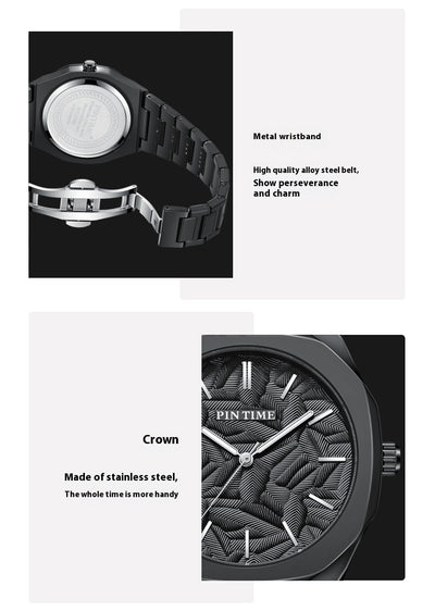 Reloj Impermeable para Hombre con Esfera Grabada en Relieve de Hoja de Palma - Image 40
