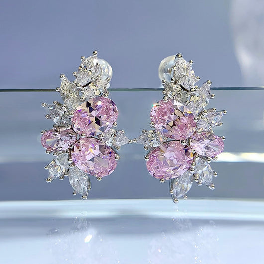 Aretes Ovalados de Plata con Corte Flor de Hielo