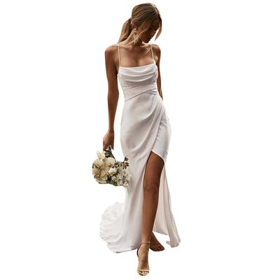 Vestido de Novia Satén Francés Ligero con Escote Cruzado - Image 7