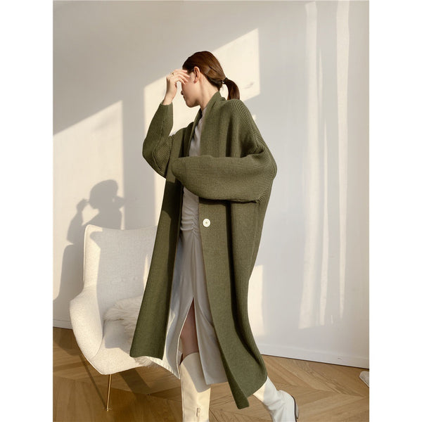 Cardigan Tipo Temperamento Largo Mujer Otoño Invierno