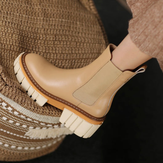 Bota Corta de Moda Simple en Ante Albaricoque - Image 15