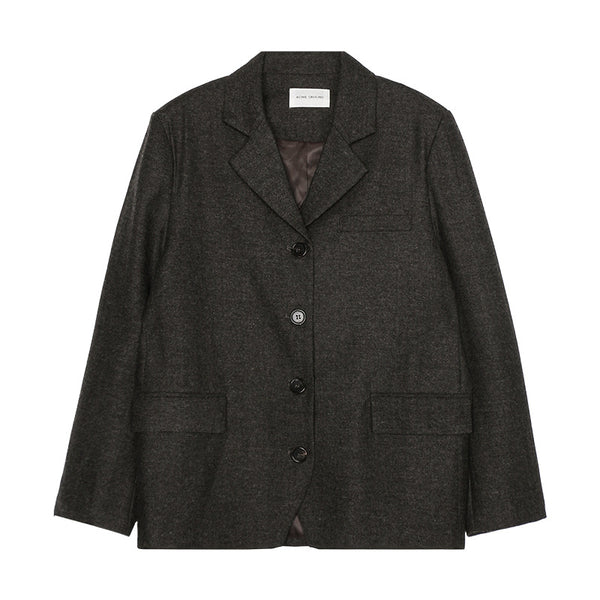 Blazer de Lana Vintage Clásico Color Sólido