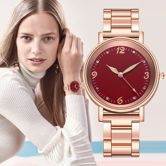 Reloj de Cuarzo Casual Elegante con Banda de Acero Inoxidable