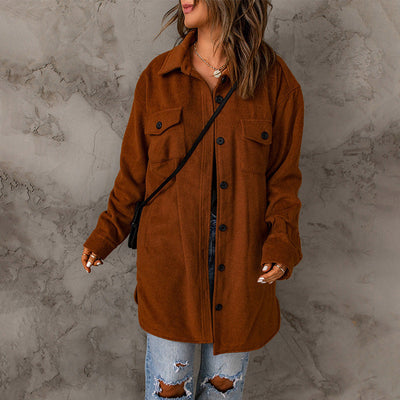 Chaqueta de Pana para Mujer - Elegancia Casual en Tono Sólido - Image 3