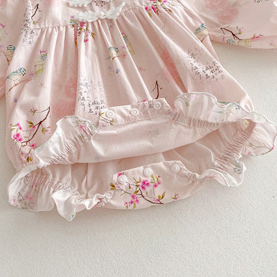 Enterizo Manga Larga para Bebé Niña Estilo Retro Tang - Image 18