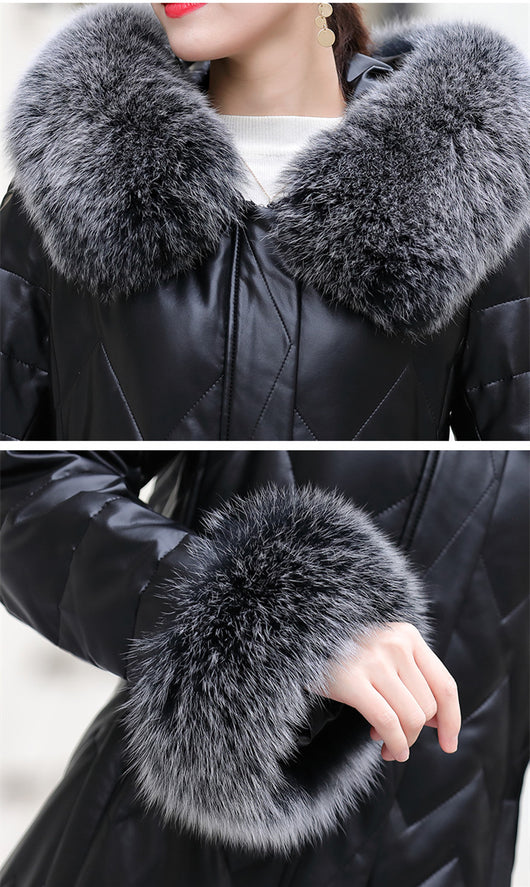 Chaqueta Acolchada con Cuello de Piel de Zorro y Capucha para Mujer - Image 8