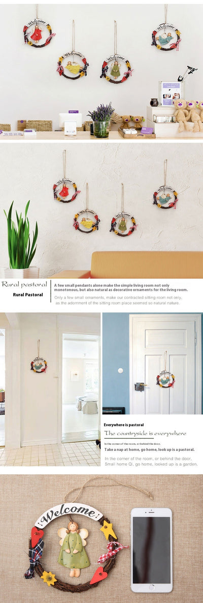 Placa Decorativa de Bienvenida en Madera con Guirnalda para Puerta - Image 15