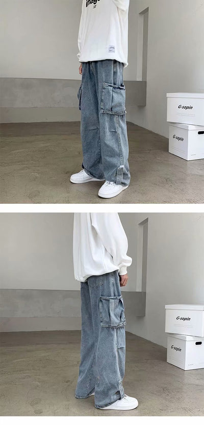 Jeans Rectos Sueltos Estilo Hong Kong para Hombre - Image 9