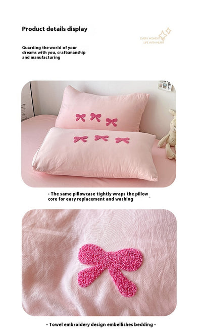 Funda Nórdica de Algodón Suave con Bordado de Corazón y Lazo para Niña - Image 20