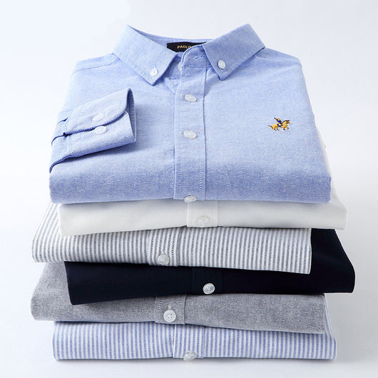 Camisa Oxford de Algodón con Bordado para Hombre - Manga Larga Talle Europeo - Image 11