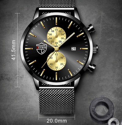 Reloj de Hombre con Malla Metálica, Calendario y Luz Nocturna - Image 11