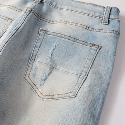Jeans Azul Cielo Desgastado con Roturas Vintage para Hombre - Image 15