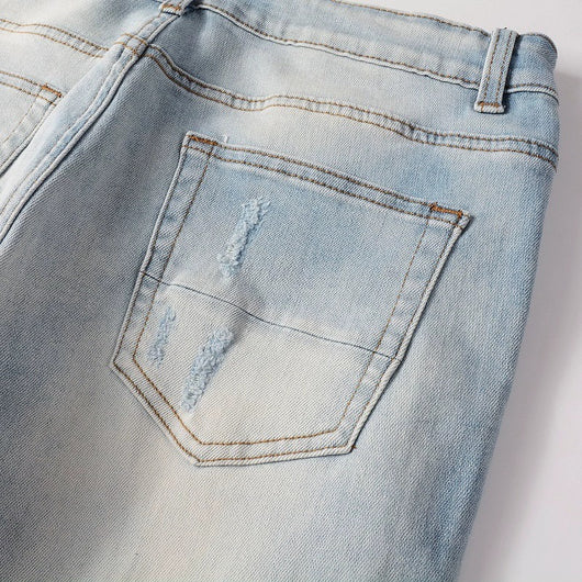 Jeans Azul Cielo Desgastado con Roturas Vintage para Hombre - Image 15
