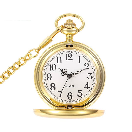 Reloj de Bolsillo Clásico Retro Dorado Pulido Doble Cara - Image 4