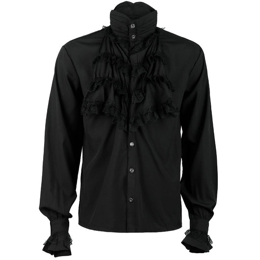 Camisa Gótica de Manga Larga con Cuello Alto y Volantes para Hombre - Image 12