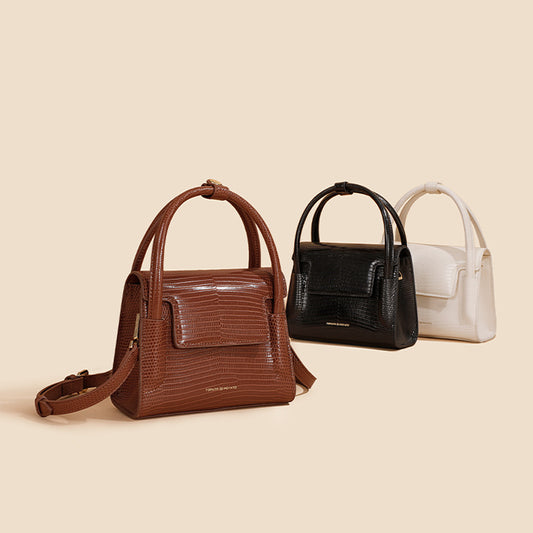 Bolso Mensajero de Cuero Genuino con Patrón de Lagartija para Mujer - Image 2