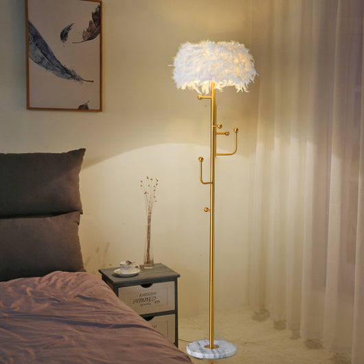 Lámpara de Pie con Plumas Decorativas para Sala de Estar - Image 7
