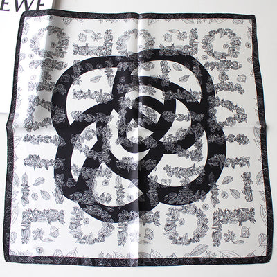Pañuelo de Seda Coreano 53cm con Diseño Floral Mixto - Image 14