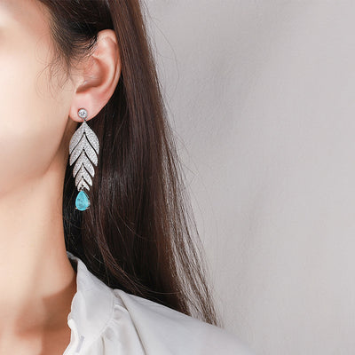 Aretes Grandes Gota de Agua Retro con Colores Degradados