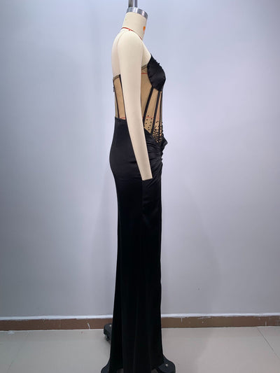 Vestido de Fiesta Negro con Hombro Asimétrico para Escenario - Image 12
