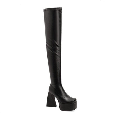 Botas Over Knee con Plataforma y Tacón Chunky - Stretch Cómodo - Image 16