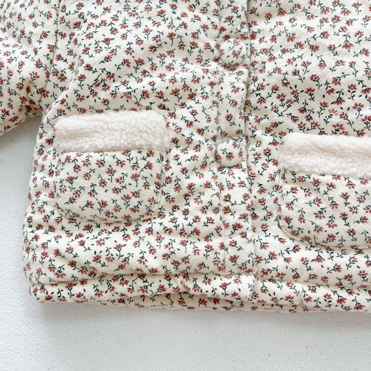 Chaqueta Acolchada Floral de Algodón con Forro de Terciopelo para Niña - Image 3