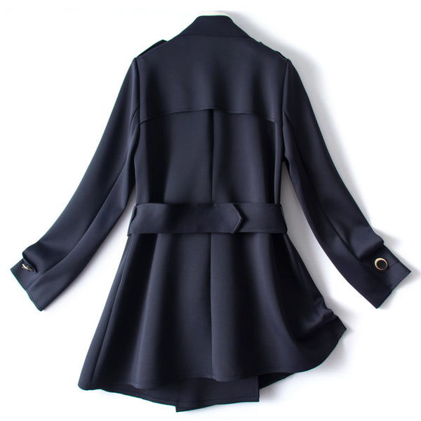 Chamarra Cortavientos Elegante de Diseño Minimalista para Mujer - Abrigo Corto Cinturado Otoño