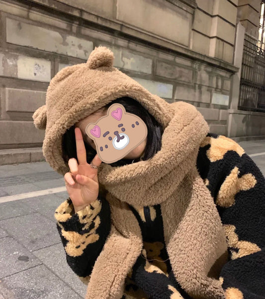 Conjunto Gorro y Bufanda Oso de Peluche para Bebé - Protección Térmica y Estilo Adorable - Image 2
