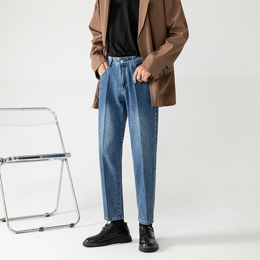 Pantalones Cropped Azul Claro Corte Recto Hombre - Image 14