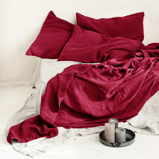 Sábanas de Lino Estilo Nórdico en Colores Sólidos para Cama Individual y Doble - Image 4