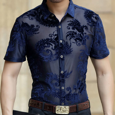 Camisa Hueca para Hombre con Bordado Flocking - Image 3