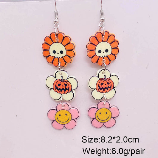 Aretes Colgantes Halloween Calabaza Sangrienta Fantasma Acrílico - Image 3