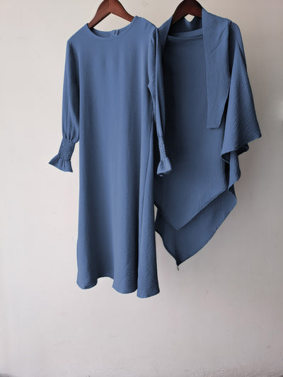 Vestido Liso con Cuello Redondo y Volantes Ondulados - Image 13