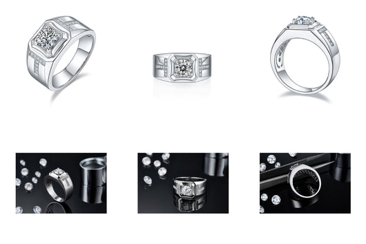 Anillo de Plata S925 con Moissanita Doble T para Hombre - Image 7