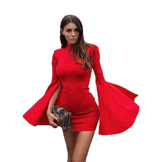 Vestido Tipo Turtleneck con Mangas Ventiladas y Detalle de Cuerno - Image 3
