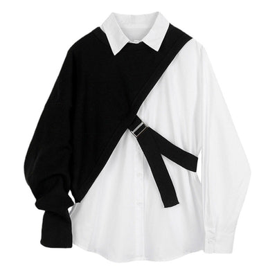 Conjunto Dos Piezas: Chaleco Diseño Irregular y Camisa Blanca - Image 5